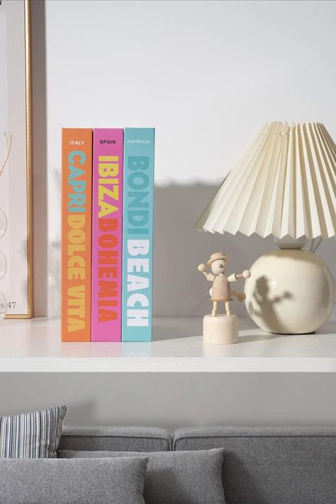 These preppy decorative fake books are designed to be used as part of a book stack for a coffee table, end table, any tabletop or bookshelf, fake books. As an Amazon Associate I may earn a small commission from qualifying purchases. #cutecollegedecor #fakebookbox #capri #bondi #ibiza #ad #preppyroomdecor #college #coffeetablebooks #bookbox Bridgerton Decor, Fake Books Decor, Books Storage, Fake Books, Coquette Room Decor, Coquette Room, Room Decor Aesthetic, College Decor, Preppy Room Decor