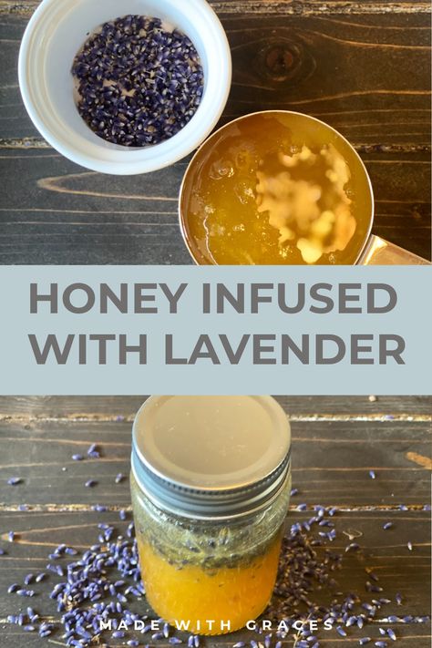 Homemade-Lavender-Honey-Made-With-Graces Lavender Infused Honey, Flavored Honey Recipes, Lavender Bread Recipe, Homemade Lavender Oil, Lavender Bread, Lavender Diy, Lavender Jam, Rolled Beeswax Candles, Favorite Christmas Recipes