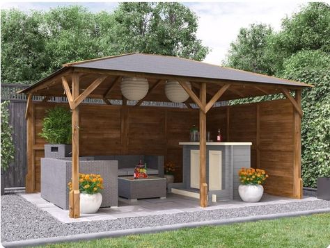 Dunster House, Gazebo Bar, Wooden Garden Gazebo, Garden Bar Shed, Garden Bars, Outdoor Garden Bar, Pub Sheds, Summer House Garden, Wooden Gazebo