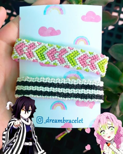 #kimetsunoyaiba #demonslayer #mitsuri #obanai #bracelet #pulserasdehilo Mitsuri Bracelet, Anime Friendship Bracelets, Demon Slayer Bracelet, Mitsuri And Obanai, Muchiro Tokito, Loom Band Bracelets, String Bracelet Patterns, Anime Shirts, Aesthetic Diy