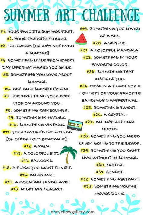 Challenge List, 30 Day Art Challenge, Art Journal Challenge, Summer Drawings, 30 Day Drawing Challenge, Drawing Challenges, Journal Challenge, Art Challenges, Art Journal Prompts