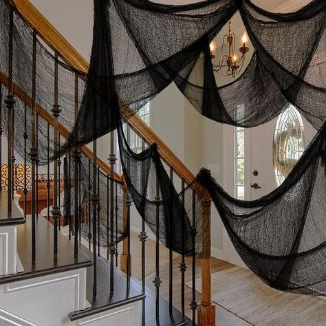 WONDERFUL HALLOWEEN DECORATIONS: The black creepy cloth is perfect decoration for Halloween theme, easy to work with to create a custom cape, mummy costume, spider web, custom curtains, and more. Please dress up everything from costumes to haunted houses with it. Halloween Ceiling Decorations, Halloween Ceiling, Halloween Decorations Party Scary, Outdoor Nativity Scene, Outdoor Nativity, Haunted House Party, Secret Room, Halloween Creepy, Halloween Backdrop