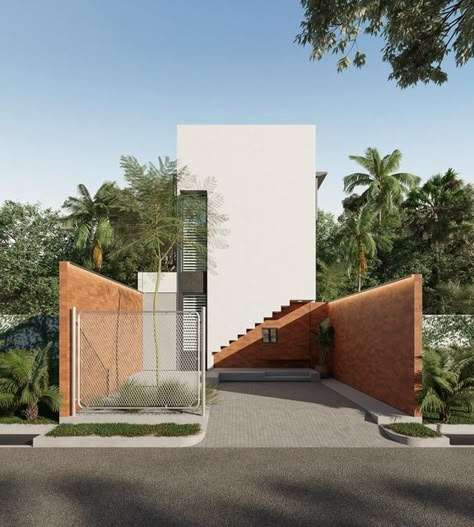 Modern Facade House, Single House Design, Tropical House Architecture, 3d Elevation Design, Tropical Houses Architecture, Residence Elevation, House Reference, Modern Facade, Home Facade