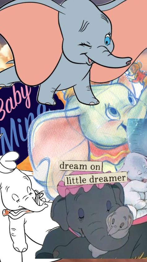 #dumbo #babymine #disney #disneyworld #elephant #elephants #disneyaesthetic #disneywallpaper Dumbo Aesthetic, Dumbo Wallpaper, Dumbo Movie, Disney Quilt, Movie Collage, Baby Mine, Disney Aesthetic, Cute Elephant, Butterfly Wallpaper