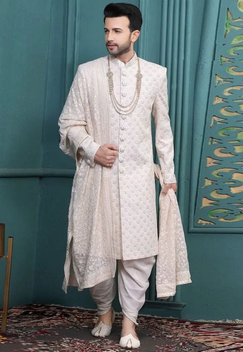 Explore Top 20 Men's Wedding Attire Indian Styles for 2024 - Luxurious & Traditional Outfits Engagement Dress For Groom, Wedding Matching Outfits, Outfits For Groom, Sherwani Wedding, Wedding Clothes For Men, Indian Groom Dress, Wedding Dresses Men, Wedding Kurta For Men, Indian Wedding Clothes