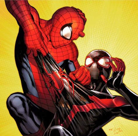 Spider man Vs Ultimate Spiderman Earth 1610, Spiderman Classic, Sara Pichelli, Art Spiderman, Spider Men, Ultimate Spider Man, Miles Morales Spiderman, Dc Icons, Spectacular Spider Man