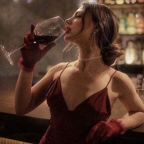 Wine Glass, Red Dress, A Woman, Wine, Bar, Glass, Red