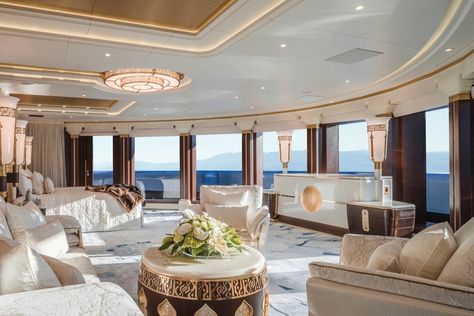 Inside Nancy Walton's $300,000,000 KAOS Yacht | SuperYachtFan Oceanco Yacht, Luxury Yacht Interior, Best Yachts, Yacht Interior Design, Yacht Interior, Yacht For Sale, Yacht Design, Super Yachts, Milan Design Week