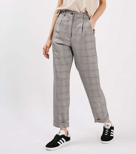 Topshop Check Mensy Peg Trousers Peg Trousers Outfit, Checked Trousers Outfit, Pegged Trousers, Baggy Jeans Outfit, Peg Trousers, Trousers Outfit, Trouser Outfit, Pant Trends, Checked Trousers