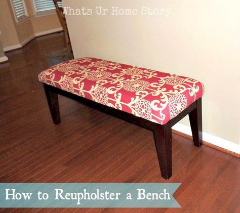 Bench-makeover, reupholster-furniture, how-to-reupholster-a-bench Bench Makeover, Reupholster Chair Dining, Reupholster Chair, Reupholster Furniture, Piano Bench, Diy Bench, Diy Chair, Redo Furniture, Reupholster