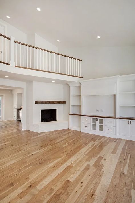 Modern Farmhouse Renovation | Koby Kepert Hickory Floor, Hickory Hardwood Flooring, Floor Fireplace, Rustic Hardwood Floors, Mudroom Flooring, Hickory Hardwood Floors, Hardwood Floor Colors, Hickory Flooring, Farmhouse Renovation