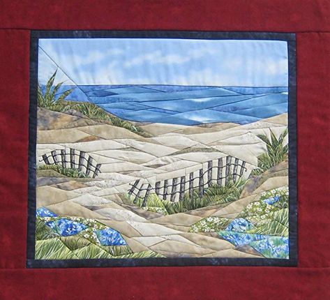 Seascape Quilts, Free Paper Piecing Patterns, Ocean Quilt, Beach Quilt, Sea Quilt, Landscape Art Quilts, Appliqué Quilts, Foundation Paper Piecing Patterns, Landscape Quilt