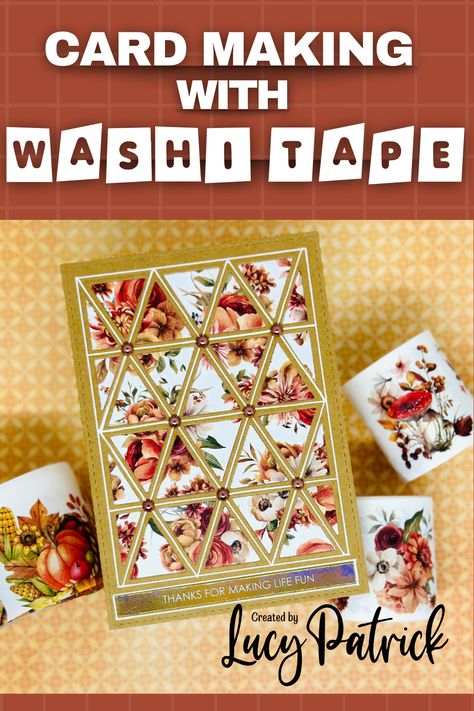 Check out my YouTube video, I create 6 cards using stunning washi tapes. Use LUCYPATRICK10 to receive 10% off any orders at The Washi Tape Shop https://www.thewashitapeshop.com?aff=1429 . On my YouTube channel I share my love of creating easy, quick, beautiful cards and giving lots of tips and ideas along the way. XOX Lucy #cardmaking #makingcards #handmadecard #handmadecards #birthdaycard #thankyoucard #birthdaycards #washitapes #washitape #washitapecards #washitapecard #washistape Using Washi Tape On Cards, Washi Tape Cards Ideas, Diy Washi Tape Cards, Tape Art Ideas, Card Design Ideas, Patchwork Cards, Tape Projects, Tape Ideas, Washi Tape Cards