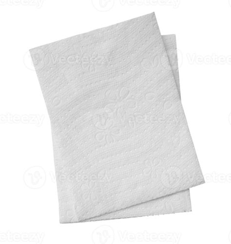 Top view of two folded pieces of white tissue paper or napkin in stack isolated on white background with clipping path. White Tissue Paper, Vector Food, Top View, Tissue Paper, White Background, Royalty Free Stock Photos, White