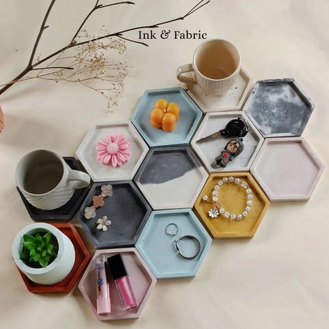 ✨Hexagon Tray/Coasters✨ Elevate your home decor with our multipurpose hexagon trays/coasters! 6-in-1 Uses: 1. Mug Coaster: Protect your furniture from water marks 2. Jewelry Storage: Organize your accessories 3. Key Storage: Keep your keys tidy 4. Plant Coaster: Water your plants without mess 5. Candle Coaster: Add ambiance without damage 6. Decorative Accent: Add style to any room ✨Customize to Match Your Style: - Choose from various colors - Personalize with name/initials (optional) ✨Ben... Aesthetic Coasters, Hexagon Tray, Mug Coaster, Key Storage, Water Marks, Name Initials, Jewelry Storage, Accent Decor, Coasters