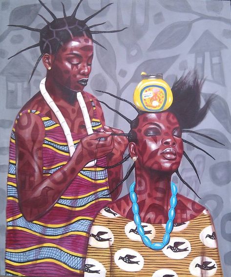 New:  "The Stella Pomade series (1)"  Nigerian Artist Joseph  Eze Nigerian Artist, Vibrant Paintings, Sacred Woman, Afrique Art, Painting Sculpture, Afrocentric Art, Black Art Painting, Expressionist Art, Africa Art