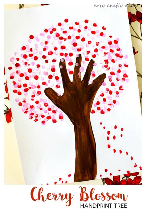 Cherry Blossom Handprint Tree | Arty Crafty Kids Handprint Tree, Easy Preschool Crafts, Tree Template, Cherry Blossom Art, Spring Crafts For Kids, Summer Crafts For Kids, Handprint Crafts, Cool Art Projects, Blossoms Art