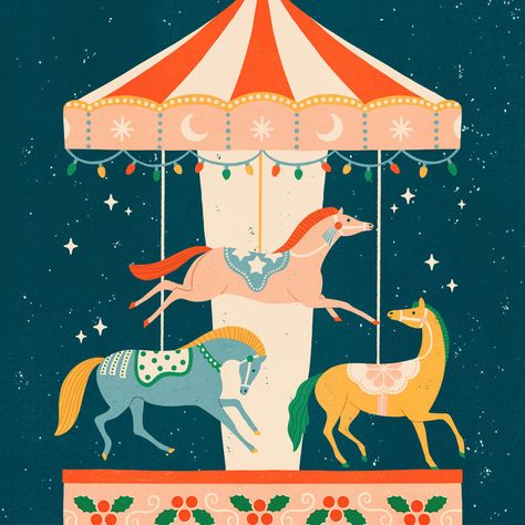 The Bright Agency Circus Illustration, Horse Illustration, Merry Go Round, Circus Theme, Cute Doodles Drawings, Horse Coloring, Art Base, Christmas Illustration, Childrens Illustrations