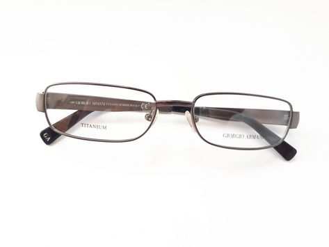 Giorgio Armani mens eyeglass frames gray titanium full rim mod.GA411 col.KJ1 NEW Men Eyeglasses, Vintage Eyewear, Eyewear Fashion, Giorgio Armani, Eyeglasses Frames, Conditioner, Grey