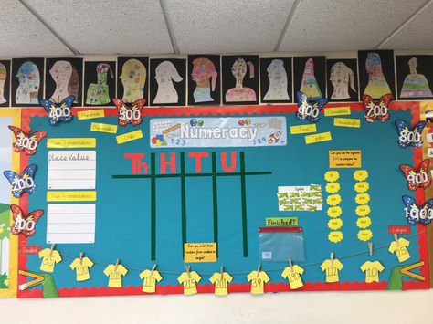 Numeracy display place value year 4 working wall interactive with activities key words and ideas Place Value Display Ks2, Maths Display Ks2, Maths Project Ideas, Place Value Display, Numeracy Display, Primary Classroom Displays, Maths Classroom Displays, Maths Classroom, Year 4 Maths