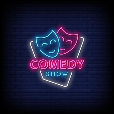 Comedy Show Neon Signs Style Text Vector Concession Stand Sign, Instagram Hashtags For Likes, Comedy Bar, Hashtags For Likes, Events Management, Comedy Nights, Youtube Banner Template, Custom Neon Lights, Logo Design Video