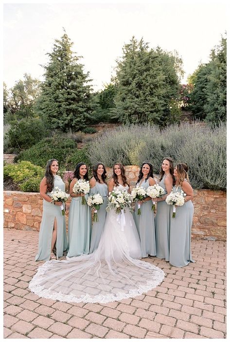 Samia and Khalil's Garden Destination Wedding at a Greek Castle - Love Inc. MagLove Inc. Mag Greek Castle, Pastel Bridesmaid Dresses, University Events, Sage Bridesmaid Dresses, Sage Wedding, Greece Wedding, Dance Team, Ceremony Flowers, Gray Weddings