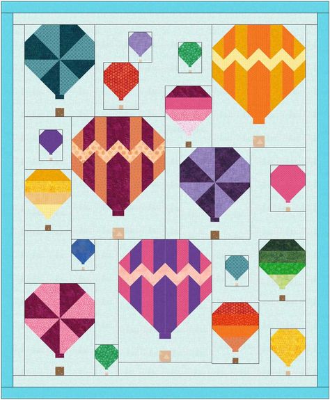 Hot Air Balloon Quilt, Balloon Quilt, Crafts 2023, Beginner Quilt, Halloween Sewing, Quilting Designs Patterns, Quilt Modernen, Quilt Square Patterns, Childrens Quilts