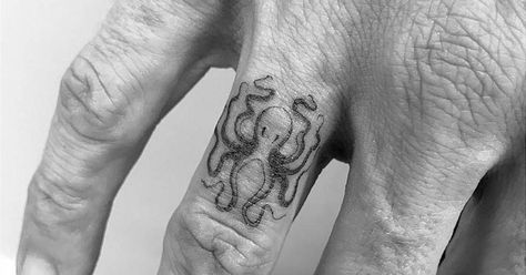 Animal Finger Tattoo, Ocean Finger Tattoo, Octopus Finger Tattoo, Octopus Hip Tattoo, Octopus Tentacle Tattoo, Mini Octopus Tattoo, Tiny Octopus Tattoo, Simple Octopus Tattoo, Octopus Hand Tattoo