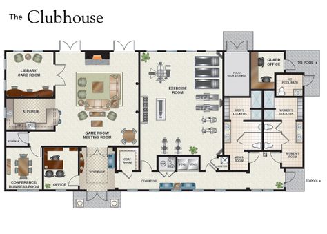 http://www.americanproperties.net/residential/newhomes/jefferson/floorplans/clubhouse.gif Apartment Clubhouse, Clubhouse Ideas, Pool Clubhouse, Clubhouse Design, Office Floor Plan, Small Spa, Doric Column, Apartment Checklist, Emoticons Emojis