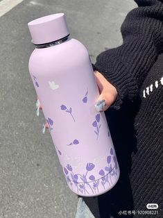 Aesthetic Steel Water Bottle, Cute Metal Water Bottles, Lavender Water Bottle, Purple Water Bottle Aesthetic, Stylish Water Bottles, Trendy Water Bottles, Purple Bottle, Colored Bubbles, Money Saving Methods