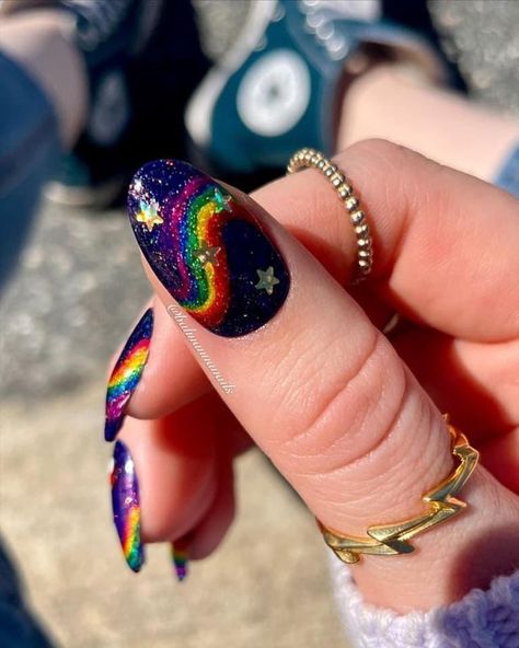 Pansexual Nail Art, Lgbt Nails, Pride Nail Art, Car Scratches, Pride Nails, Rainbow Nails Design, Bunny Nails, Nail Envy, Rainbow Nails