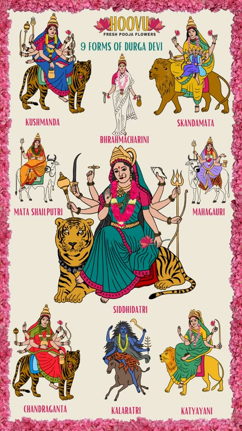 Nava Durga Painting, Navaratri Durga Images, Nava Durga Images, Navratri Painting, Navratri Art, Pooja Flowers, Nava Durga, Kali Art, Durga Maa Pictures