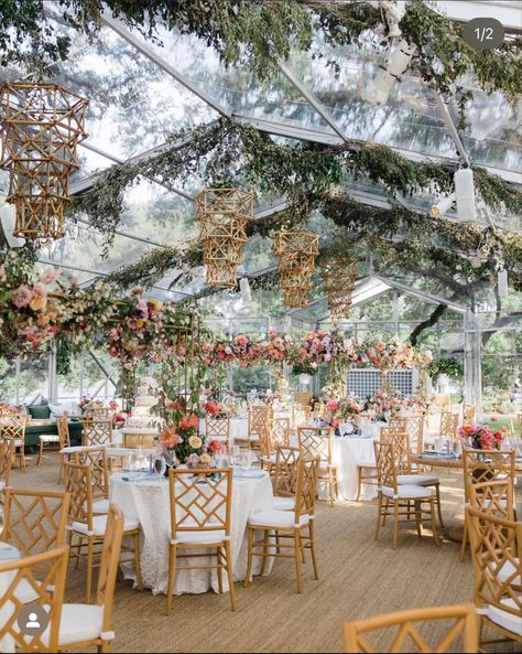 Greenery Wedding Reception, Outdoor Cocktail Hour, Pink Flower Wedding, Reception Ceiling, Tented Wedding Reception, Pastel Wedding Theme, Tent Wedding Reception, Cocktail Wedding Reception, Flower Ceiling