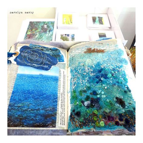 Caroline Saxby Textiles, Caroline Saxby, Water Textiles, Sea Textiles, Carolyn Saxby, Textiles Gcse, Sketchbook Layout, Textiles Sketchbook, A Level Textiles