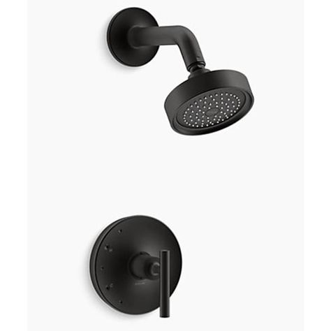 Kohler Shower, Black Shower Faucet, Master Bath Renovation, Kohler Purist, Bath Inspiration, Shower Fixtures, Modern Minimalist Style, Tub Spout, Bathroom Reno