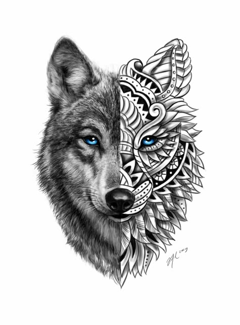 Blitz Tattoo, Wolf Tattoos For Women, Mandala Wolf, Geometric Wolf Tattoo, Tattoo Homme, Mandala Hand Tattoos, Wolf Tattoos Men, Lion Tattoo Sleeves, Wolf Tattoo Sleeve