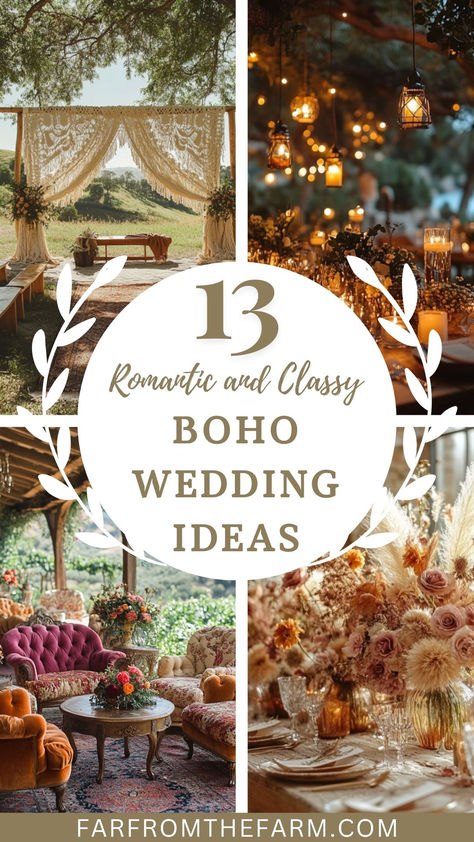 Classy Boho Wedding Ideas Classy Boho Wedding, Bohemian Wedding Reception, Boho Glam Wedding, Boho Centerpiece, Wedding Reception Themes, Boho Wedding Ideas, Victorian Style Wedding, Vintage Country Weddings, Vintage Boho Wedding