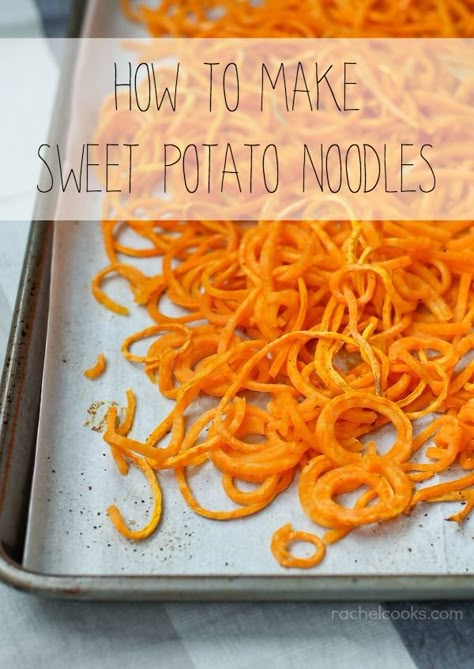 How to Make Sweet Potato Noodles {giveaway} - Rachel Cooks Keto Jalapeno, Veggie Noodles Recipes, Eat More Vegetables, Keto Appetizers, Potato Noodles, Zoodle Recipes, Vegetable Noodles, Sweet Potato Noodles, Veggie Noodles