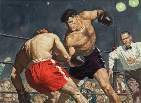 The Boxers, 1954 William George Boxing Ring, Boxing Posters, Pulp Art, Dynamic Poses, Action Poses, Anatomy Art, 영감을 주는 캐릭터, Art Reference Photos, Art Reference Poses