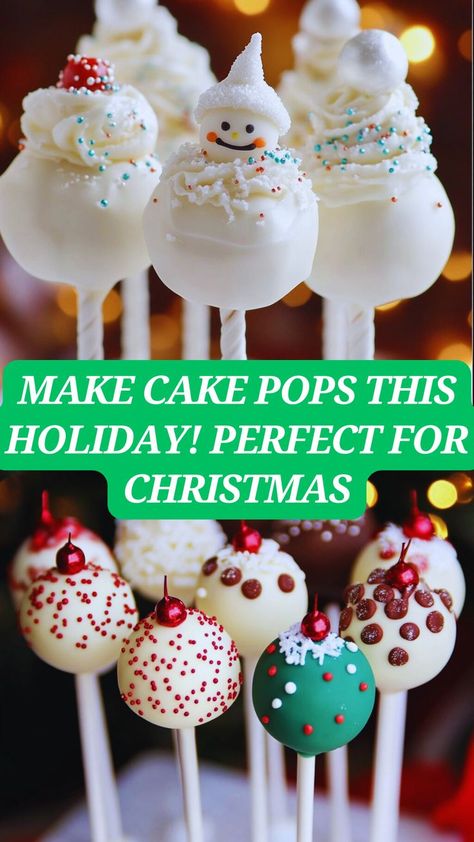 Festive Christmas Cake Pops: Fun & Delicious Holiday Treats! 🎄🍭✨ Add a touch of holiday magic to your dessert table with these Christmas Cake Pops! These bite-sized treats are made with moist cake, creamy frosting, and a festive candy coating. Perfect for parties, gifting, or family baking fun, they can be decorated as snowmen, Christmas trees, or colorful ornaments. Easy to make and irresistibly cute, these cake pops are a holiday favorite. Save this recipe to spread some Christmas cheer! Make Cake Pops, Cream Cheese Frosting Cake, Colorful Ornaments, Holiday Desserts Table, Christmas Cake Pops, Family Baking, Cake Pops How To Make, Baking Fun, Moist Cake