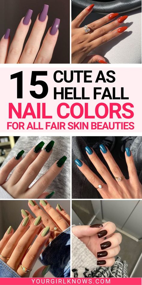 Get ready to slay this fall with these 15 droll-worthy nail colors perfectly suited for pale skin! From deep burgundy to muted neutrals, these shades will make your nails stand out. Don't miss out on the trendiest and most flattering colors for the season. Nail Two Colors, Colors For Pale Skin, Nail Colors For Pale Skin, Neutral Nail Color, Trends Nails, Fun Nail Colors, Nail Color Trends, Fall Nail Trends, Holiday Nail Designs