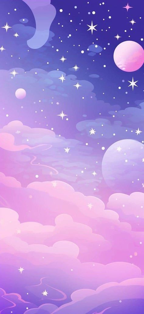 Gradient Phone Wallpaper, Purple Gradient, Purple Background, Pastel Pink, Planets, Phone Wallpaper, Pastel, Stars, Purple