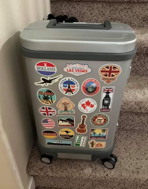 Buy stickers from the places you've traveled and decorate your suitcase! Decorate Suitcase For Travel, Buy Stickers, Las Vegas, Paris, Hotel, Travel