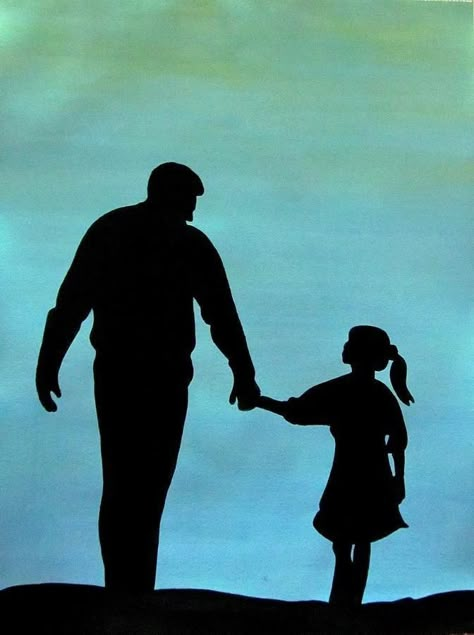 Father Daughter Holding Hands, Father's Day Drawings, Tattoo Silhouette, Father Daughter Photos, Dad Drawing, Father Daughter Tattoos, Father And Daughter Love, Father Art, Miss You Dad