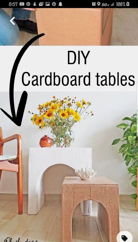 Cardboard Table, Chalk Paint Furniture Diy, Diy Porch Decor, Cardboard Diy, Diy Storage Rack, Build A Table, Diy Window Treatments, Diy Home Accessories, Diy Nightstand