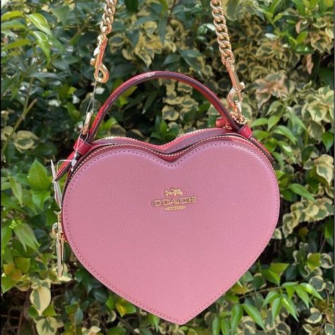 Coach heart shaped bag crossbody purse Couch Bag, Crossbody Bag Outfit, Heart Shaped Bag, Purse Outfit, Bags Ideas, Heart Shaped Sunglasses, Mk Bags, Heart Bag, Fancy Bags