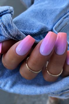 Ongles Violet Pastel, Violet Nails, Ombre Acrylic, Violet Pastel, Light Pink Nails, Ombre Acrylic Nails, Festival Nails, Mani Pedi, Pink Nails