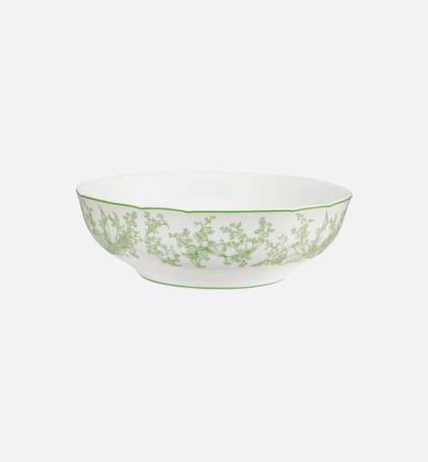 Salad Bowl Lily of the Valley, Green | DIOR Green Lily Of The Valley, Cordelia De Castellane, Green Lily, Valley Green, Limoges Porcelain, Lucky Charms, Salad Bowl, Salad Bowls, Art Of Living