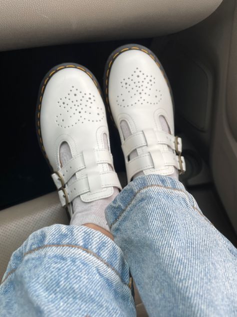 White Dr Marten Mary Janes Outfit, White Doc Martens Mary Janes Outfit, White Mary Janes Doc Martens, White Mary Janes Outfit, Dc Marten, Sister Missionary Shoes, Mary Jane Shoes Outfit Dr Martens, Doc Martens Mary Janes Outfit, White Docs