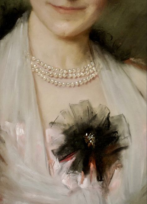 Amelia Eliza van Leeuwen by Therese Schwartze, 1900. Eliza Aesthetic, Pearl Necklace, Choker Necklace, Chain Necklace, Miniatures, Paintings, Van, Chain, Art